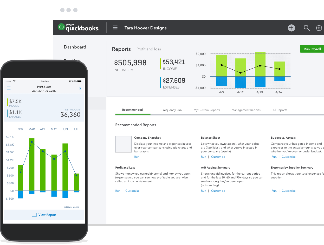 Report manager. Quickbooks программа. Quickbooks Скриншоты программы. Income and Expenses Report. Income and Expenses graph.